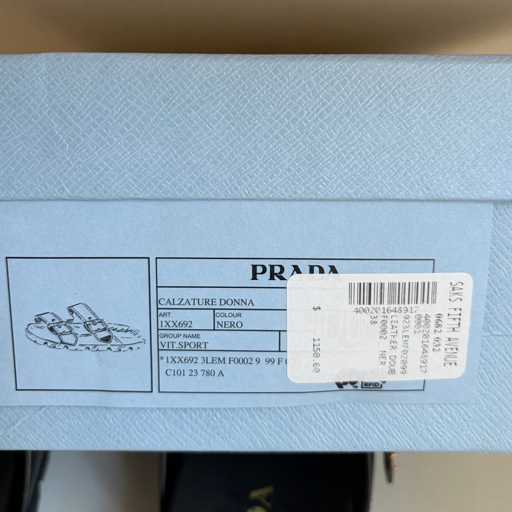 Prada Women’s Leather Dual-Buckle Slide Sandals - Picture 11 of 12
